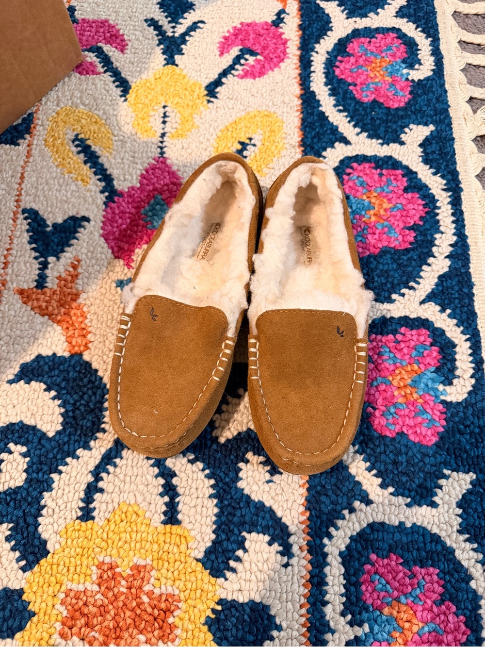 Koolaburra Tan Suede Faux Fur Lined Moccasin Slippers